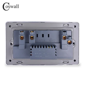 COSWALL 2 Gaujos 13A UK Standartas Perėjo Lizdas dual USB Mokestis Uosto Išėjimo 2.1 Sieninio Lizdo Nerūdijančio Plieno Šepečiu Skydelis