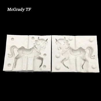 3D Karuselė Arklių Silikono Tortas Pelėsių Spalvos Molio Muilas Formų Minkštas 