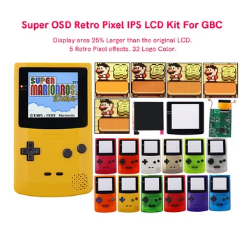 Super OSD RETRO PIKSELIŲ IPS Didesnis LCD EKRANAS RINKINYS Apšvietimas Ryškumas Palieskite jutiklį GameBoy Spalva GBC Q5 IPS LCD Kit