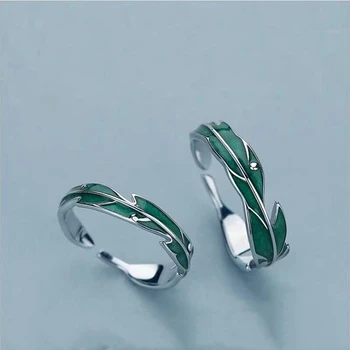 Nauja Rafinuota Prabanga Kūrybinis Dizainas Atidarymo Reguliuojamas Žalias Lapas Žiedas Vyrų ir Moterų Temperamentas Elegantiška Proginė Dovana