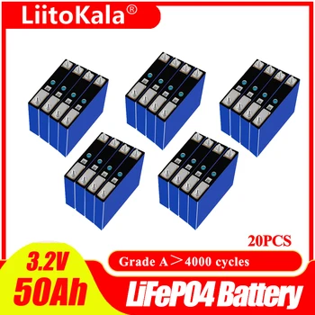 2023 20pcs LiitoKala originalus 3.2 v 50Ah lifepo4 ląstelių 3.2 v lifepo4 ličio baterijų elektrinių dviračių baterijos, saulės