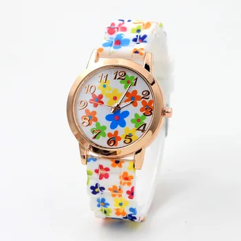 Mados Prabangių Spausdinti Silikono Dirželis Laikrodis Kvarcinis Ponios Žiūrėti Moterims Gėlių Modelio, Įvairių Spalvų Laikrodis orologio donna reloj