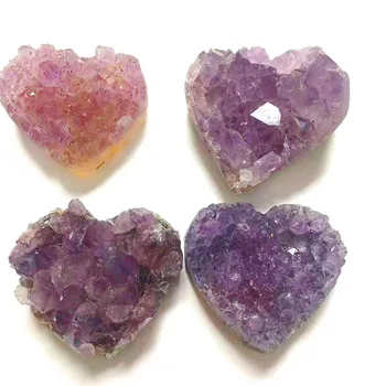2-3cm širdelės formos Gamtos Ametistas Kristalinis Kvarcas Drusy Geode Grupių Gydymo Akmens Apdaila Ornamentu Violetinė Feng Shui Akmens