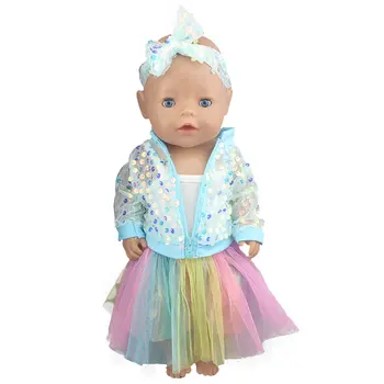 4pcs in1， 2020 puikus Vaivorykštė kostiumas Tinka 43cm Baby Doll, 17 Colių Reborn Baby Doll, Drabužiai, Avalynė, nėra įtrauktos