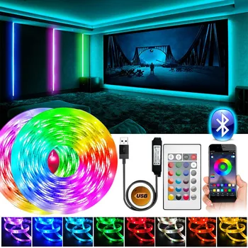LED Šviesos Juostelės USB Bluetooth RGB 5V LED RGB Šviesos Lanksti LED Lempos Juosta RGB Juostelėms TV Darbastalio Ekrano Apšvietimas Diodų Juosta