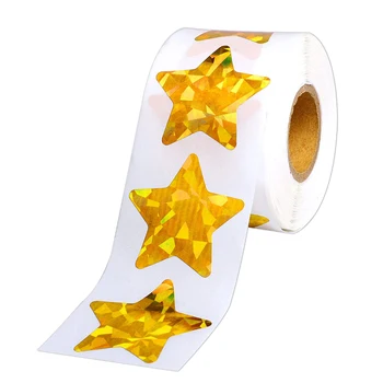 100-500Pcs Holografinis Aukso Žvaigždė Lipdukai Vaikams Atlygį Folija Star Lipdukų, Etikečių Sienos Amatų Mokytojams Prekes
