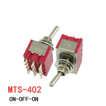 MTS-402 Raudonasis AC 250V 2A, 5A 125V 12Pins 2Position 4PDT ON/ON Switch Mayitr Elektros Tiekimą Patvarus Mini MTS402 Perjungimo Jungiklis