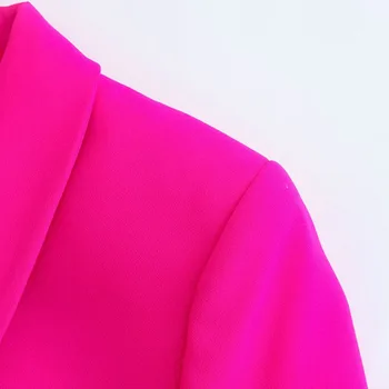 ZATRHMBM 2022 Elegantiškos Mados Vieną Mygtuką Moterų Švarkas Derliaus ilgomis Rankovėmis Striukė Kailis Pleistras Kišenė Moteriški Viršutiniai drabužiai Stilingas Viršūnės