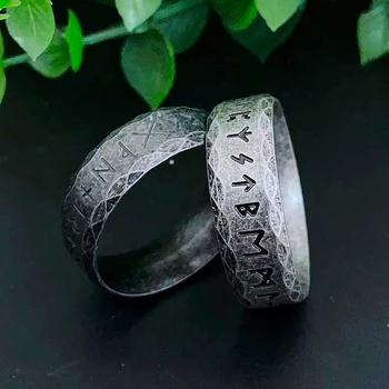 Skandinavų Odin Viking Rune Žiedas Mados 316L Nerūdijančio Plieno, Viking Žiedai Vyrams, Moterims, Poroms Paprasta Amuletas, Juvelyriniai dirbiniai Didmeninė