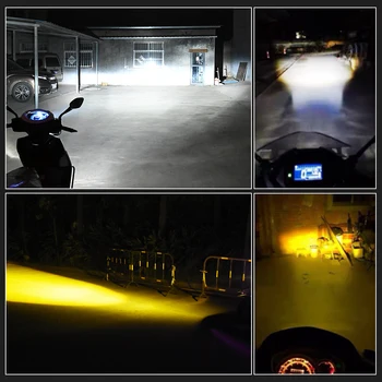 1pcs H4 BA20D H6 LED Motociklo priekinių Žibintų Lemputes SPT Objektyvas 10000LM Balta Geltona Hi Lo Lemputė, Prožektorius 12V Motos Priedai Rūko Led
