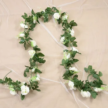 220cm Rožės Dirbtinio Šilko Gėlių Ivy Užsodintos Žaliosios Girliandą Namų Vestuvių Sodas Kalėdų Filialas Apdailos Sienos Kabo Rotango