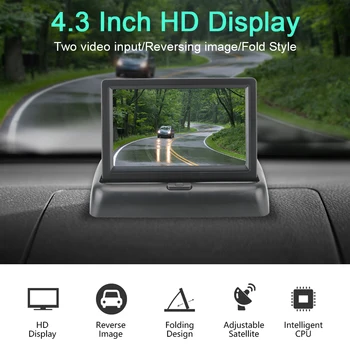 TFT LCD galinio vaizdo Monitorius Automobilio Galinio vaizdo Monitoriai, Sulankstomas Universalus 4.3