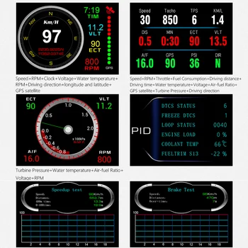 P. 13 Head Up Display Protingas Automobilis HUD Skaitiklio Įtampos Apsaugos Signalizacijos OBD2 GPS Skaitmeninis Odometras Vandens Temperatūra Auto Ekranas