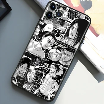 Eren Yeager Ataka Titan Anime Minkštos Tpu Stiklo Telefono dėklas skirtas IPhone SE 6s 7 8 14 Plus X Xr Xs 11 12 13 14 Pro Max 12 13 Mini