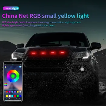 RGB Spalvinga Automobilio Priekinės Grotelės, Žibintai Tolimosios šviesos Žibintas 3SMD LED Automobilių Eagle Eye Šviesos Raptor Style Auto Šviesos važiavimui Dieną 12V