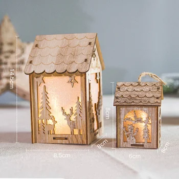 2023 Naujųjų Metų dovana vaikams LED Šviesos Medinis Namas Šviesos Salono Kalėdų Dekoracijas namams 
