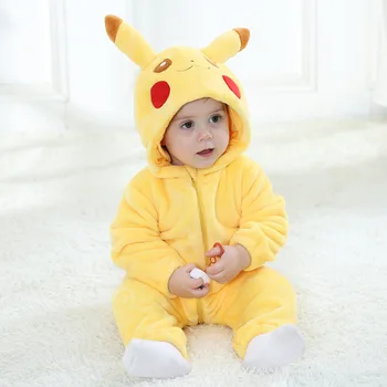 Kawaii Pokemon Pikachu Kūdikių Pyjamsa Naujagimių Žiemos ilgomis rankovėmis Drabužius Vaikams Rompers Kūdikiams, Vaikiška s Drabužiai Kostiumas Onesie