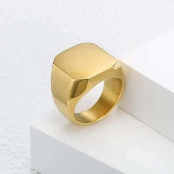 Aukso Blizgesys vyriški Vestuvių Žiedas Geometrinis 18MM Storio Antspaudas Plotis Aikštėje Piršto Punk Stiliaus Mados Žiedas papuošalai, aksesuarai